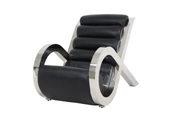 Hvilestol Læder/Stainless Art deko chair Onyx black.